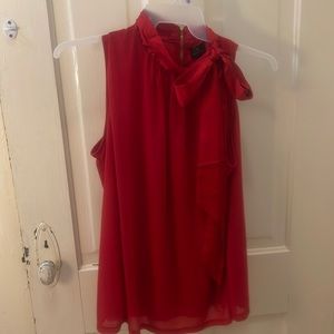 Red tie-top blouse